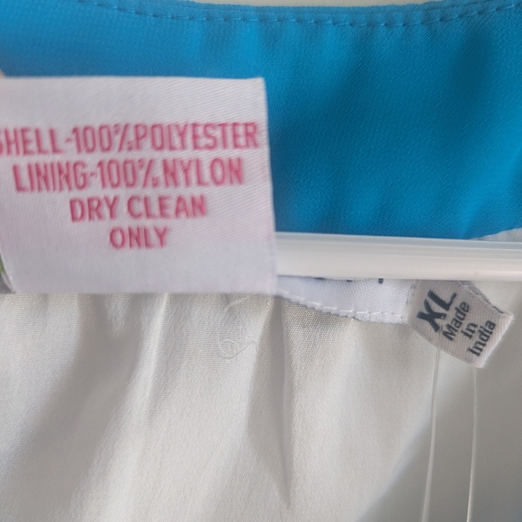 Gretchen Scott Sz XL Embroidered Tunic Dress White Blue Polyester Swim Pullover - Picture 8 of 9